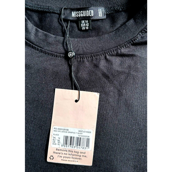 Misguided T-shirt Bad Influence hot line girl 2017 Men's Adult Size 10 - Picture 2 of 7